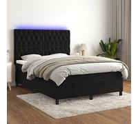 IBUQDDV Telai per letti Letto a Piattaforma Bed Struttura letto Letto a Molle con Materasso e LED Nero 140x200 cm in Velluto