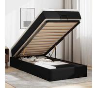 IBUQDDV Telai per letti Letto a Piattaforma Bed Struttura letto Struttura Letto Pouf con Materasso Nero 100x200 cm Similpelle