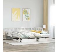 IBUQDDV Telai per letti Letto a Piattaforma Dormeuse Letto Estraibile e Cassetti Bianca 80x200cm Legno Pino