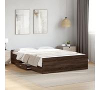 IBUQDDV Telai per letti Letto a Piattaforma Struttura letto Giroletto Cassetti Rovere Marrone 120x200 cm Legno Multistrato per Camera da Letto
