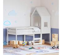 IBUQDDV Telai per letti Letto a Piattaforma Struttura letto Letto a Soppalco con Tetto Bianco 80x200 cm in Legno di Pino
