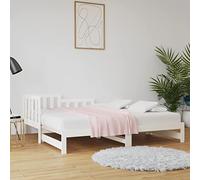 IBUQDDV Telai per letti Struttura letto Bed Letto a Piattaforma Dormeuse Estraibile Bianca 2x(80x200) cm Legno Massello di Pino