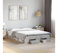 IBUQDDV Telai per letti Struttura letto Letto a Piattaforma Giroletto Cassetti Grigio Cemento 120x190 cm Legno Multistrato per Camera da Letto