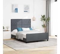IBUQDDV Telaio per letto senza tempo, mobile per camera da letto, letto a molle, con testiera, grigio scuro, 160 x 200 cm, velluto per un design elegante della camera da letto