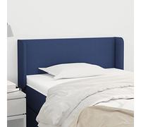 IBUQDDV Testiera classica con orecchie blu 93 x 16 x 78/88 cm in tessuto resistente, regolabile in altezza con gambe in legno resistenti per un supporto eccellente e una lunga durata