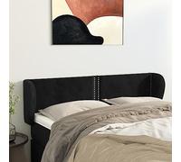 IBUQDDV Testiera classica con orecchie in velluto nero, 147 x 23 x 78/88 cm, altezza regolabile con gambe in legno stabili e design elegante con rivetti per un comfort lussuoso e eccellente