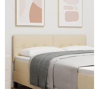 IBUQDDV Testiera con bottoni color crema 140 cm tessuto design moderno regolabile in altezza per montaggio a parete intarsiati decorativi in legno naturale resistente e morbido tessuto