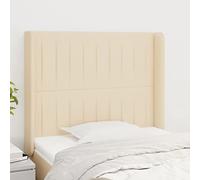 IBUQDDV Testiera con orecchie crema, 103 x 16 x 118/128 cm, in tessuto, resistente, regolabile in altezza, gambe in legno, traspirante, durevole, supporto per leggere la televisione