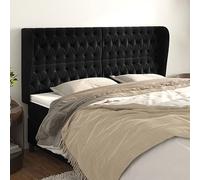 IBUQDDV Testiera con orecchie di colore nero, 183 x 23 x 118/128 cm, in velluto, regolabile in altezza, gambe in legno stabili per un eccellente supporto quando si è seduti a letto