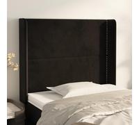 IBUQDDV Testiera con orecchie di colore nero, 83 x 16 x 118/128 cm, testiera regolabile in altezza con gambe in legno stabili per un eccellente sostegno alla schiena, morbido tessuto vellutato