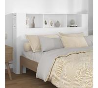 IBUQDDV Testiera con ripiani, colore bianco, 160 x 18,5 x 104,5 cm, libreria, testiera con cinque scomparti, scaffale in legno di alta qualità, per camera da letto, arredamento moderno con spazio di