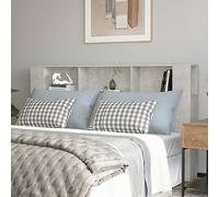 IBUQDDV Testiera con ripiani, grigio cemento, 180 x 18,5 x 104,5 cm, 3 scomparti, materiale in legno di alta qualità, per camera da letto, per organizzazione, spazio di archiviazione, supporto da