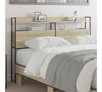 IBUQDDV Testiera Sonoma Rovere 150 cm Materiale Legno con Strisce LED Prese e Porte USB-C per Camera da Letto Moderna, Ampio Spazio con Scomparti Funzionali