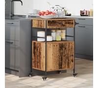 IBUQDDV Trolley da cucina in legno vecchio, 56 x 43 x 89,5 cm, stile industriale rustico con cassetto e armadietto, per spazio e mobilità