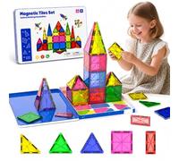 iburge Piastrelle magnetiche per bambini, giocattolo STEM grande magnete, 32 pezzi chiara costruzione magnetica playset, educativo apprendimento prescolare giocattolo per bambini età 3-12