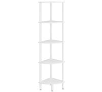 IBUYKE 5 Tier Corner Shelf Stand,Industrial Corner Display Rack,Corner Bookshelf for Living Room, Bedroom, Kitchen, Home Office, White WBC010W