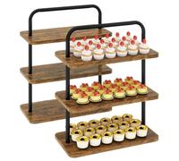 IBUYKE alzata per torte,Set di 2,Espositore per dolci,Marrone TLJ013H-2 | Alzatina per dolci a 3 livelli porta torta per dessert ideale per matrimoni feste baby shower compleanni