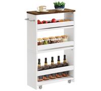 IBUYKE Carrello Portaoggetti a 4 Ripiani, Carrello Cucina Salvaspazio con Maniglia, Carrellino Bagno Slim con Ruote,Montaggio Facile, in Cucina, Bagno,Salvaspazio,40x15x84.5 cm,Bianco WST005W