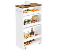 IBUYKE Carrello Portaoggetti a 4 Ripiani, Carrello Cucina Salvaspazio con Maniglia, Carrellino Bagno Slim con Ruote,Montaggio Facile, in Cucina, Bagno,Salvaspazio,40x20x85 cm,Bianco WST005W-L