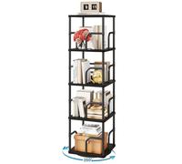 IBUYKE Librerias Girevole a 4 Ripiani,Libreria Verticale per Bambini,Girevole a 360° con Display,Libreria da Pavimento,Scaffale in Piedi Multifunzionale per Camera da Letto, Soggiorno, Nero,TBC004B