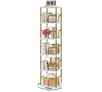 IBUYKE Librerias Girevole a 5 Ripiani,Libreria Verticale,Girevole a 360° con Display,Libreria da Pavimento,Scaffale in Piedi Multifunzionale per Camera da Letto, Soggiorno,Bianco,TBC005GW
