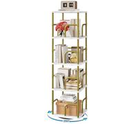 IBUYKE Librerias Girevole a 5 Ripiani,Libreria Verticale per Bambini,Girevole a 360° con Display,Libreria da Pavimento,Scaffale in Piedi Multifunzionaleper Camera da Letto, Soggiorno,Bianco,TBC004GW