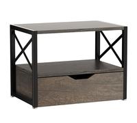 IBUYKE Supporto da scrivania a 2 ripiani, organizer da scrivania multiuso, in legno, con cassetto per cartelle, libri, fax, scanner, casa, ufficio, grigio TLJ006G
