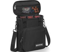 IBVIVIC Custodia per microfono senza fili con 3 scomparti, con schiuma, borsa per il trasporto del microfono con tracolla per feste, canto, colore nero