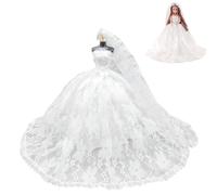 IBXWMNG 1 Set di Abiti da Sposa per Bambole - Include Abito Velo e corona - Abbigliamento Bambole Compatibile con Barbie Abbigliamento, Giocattolo e Accessori, per 11.5 Inch Bambole in nozze