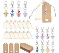 IBXWMNG 36Pezzi Angioletti Bomboniere Portachiavi, Ciondoli Angelo con Portachiavi, Sacchetto in Organza, Carta Kraft, DIY Ciondoli Matrimonio per Matrimonio Battesimo Comunione