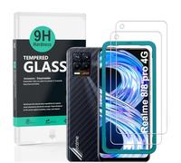 Ibywind 2 Pezzi Vetro Temperato per Realme 8/8 Pro 4G 6.4",Skin in Stile Fibra di Carbonio per Il Retro,con Kit di Installazione Facilitata