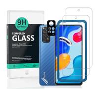 Ibywind Vetro Temperato per Redmi Note 11S 4G 6.43",[2 Pezzi]con Metallico Protezione Obiettivo Fotocamera,Skin in Stile Fibra di Carbonio per Il Retro,Include Kit di Installazione Facilitata