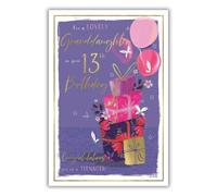 IC&G Biglietto di auguri per 13° compleanno per nipote, con motivo floreale e palloncino, finitura in lamina goffrata, per 13° compleanno, per una nipote adorabile - per ragazze