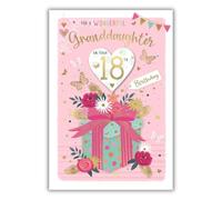 IC&G Biglietto di auguri per 18° compleanno per nipote, con motivo floreale e farfalla, finitura laminata goffrata, biglietto di auguri per il 18° compleanno per una nipote meravigliosa - per lei