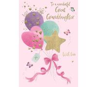 IC&G Biglietto di auguri per nipote, con grazioso design con palloncini e farfalle, finitura in lamina goffrata, biglietto di auguri di alta qualità con busta