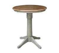 IC International Concepts Tavoli da pranzo da 76,2 cm con piedistallo in noce americano/finitura in pietra