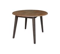 IC International Concepts Tavolo da pranzo rotondo a doppia foglia da 106 cm, in legno massello, design versatile salvaspazio, in noce americano/carbone lavato