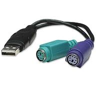 Manhattan Convertidor PS/2 a USB USB A 2x Mini DIN 6 pin (PS/2) Nero