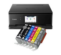 IC-Office TS8750 - Stampante multifunzione a getto d'inchiostro 3 in 1 (stampa, copia, scansione, scheda SD, Duplex, WLAN, AirPrint) nero + 6 cartucce XXL