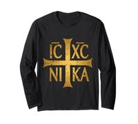 IC XC Nika Croce Cristogramma Ortodosso Cristiano Gesù Cristo Maglia a Manica