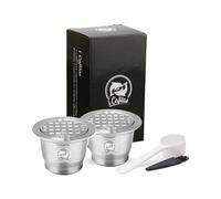 ICafilas for Nespresso Filtri for caffè ricaricabili in acciaio inossidabile Capsule for caffè espresso riutilizzabili con cucchiaino pressino(1 item)