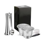 ICafilas for Nespresso Filtri for caffè ricaricabili in acciaio inossidabile Capsule for caffè espresso riutilizzabili con cucchiaino pressino(4)