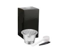 ICafilas for Nespresso Filtri for caffè ricaricabili in acciaio inossidabile Capsule for caffè espresso riutilizzabili con cucchiaino pressino(Light Grey)