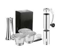 ICafilas for Nespresso Filtri for caffè ricaricabili in acciaio inossidabile Capsule for caffè espresso riutilizzabili con cucchiaino pressino(Chocolate)