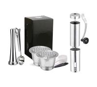 ICafilas for Nespresso Filtri for caffè ricaricabili in acciaio inossidabile Capsule for caffè espresso riutilizzabili con cucchiaino pressino(Ivory)