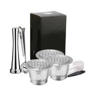 ICafilas for Nespresso Filtri for caffè ricaricabili in acciaio inossidabile Capsule for caffè espresso riutilizzabili con cucchiaino pressino(MULTI)