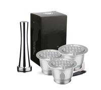 ICafilas for Nespresso Filtri for caffè ricaricabili in acciaio inossidabile Capsule for caffè espresso riutilizzabili con cucchiaino pressino(2)