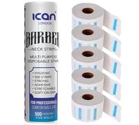 Ican 5 rotoli di strisce per il collo del barbiere usa e getta in carta elastica fascia protettiva per il collo (500 strisce singole)
