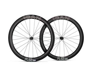 ICAN FL38/52 Max - Set di ruote per bici da strada in carbonio 700C, larghezza interna 21 mm, senza camera d'aria, compatibile con mozzo ICAN D28 (FL52-MAX-Shi Freehub)