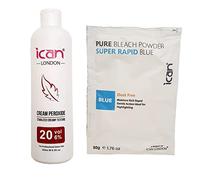 ICAN London, crema professionale perossido, 20 vol, 6% 250 ml + gel di polvere blu, 80 g